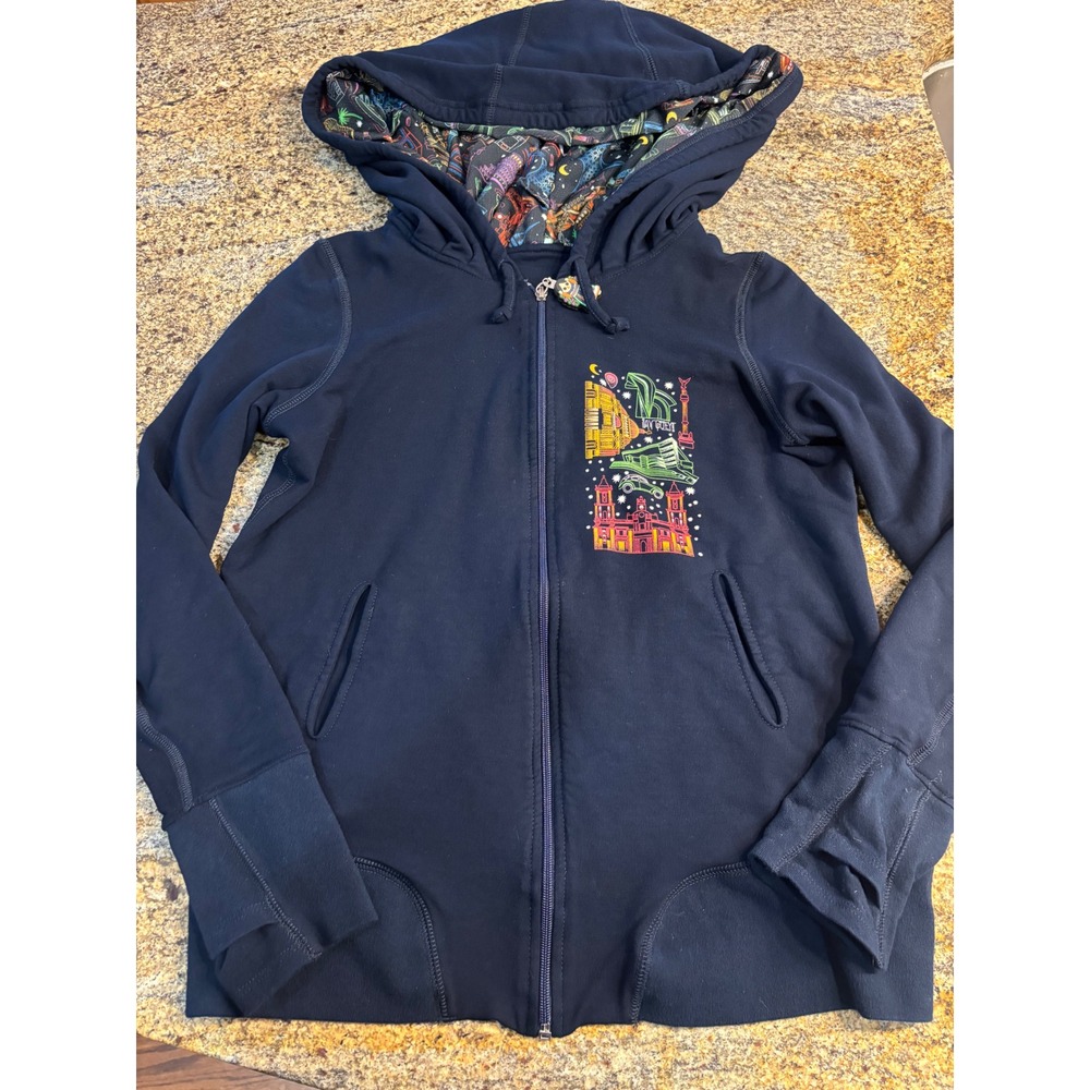 Ay Guey Mexico‎ City Navy Blue Zip Up Hoodie Neon Graphic - Fits M (Tagged 2XL)